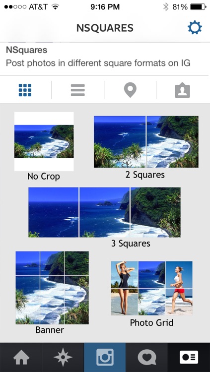 nSquares - Post photos in Square, Banner or Photo Grid Format on Instagram