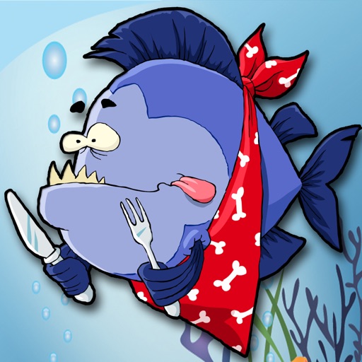 A hungry fish attack in the sea icon