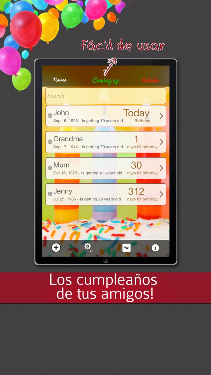 Calendario de cumpleaños  Cuenta atrás - Con notificaciones push