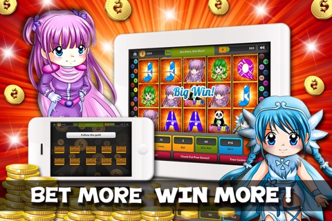 Big Hit Anime Slot :  play and Fun with cute Anime: A Super 777 Las Vegas Strip Casino 5 Reel Slot Machine Game screenshot 2