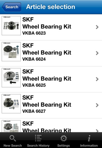 SKF Automotive parts search screenshot 3