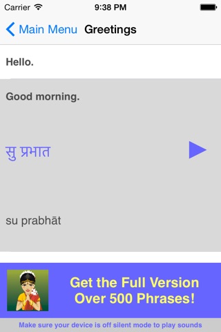 Speak Hindi Travel Phrase Lite screenshot 3