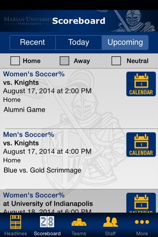 Marian University Athletics screenshot 2