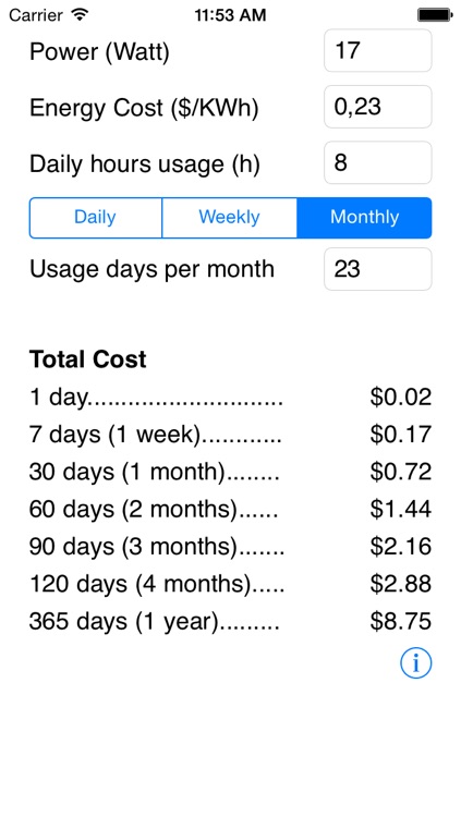 Power Cost