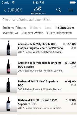 Belvoirpark Weinkarte screenshot 2