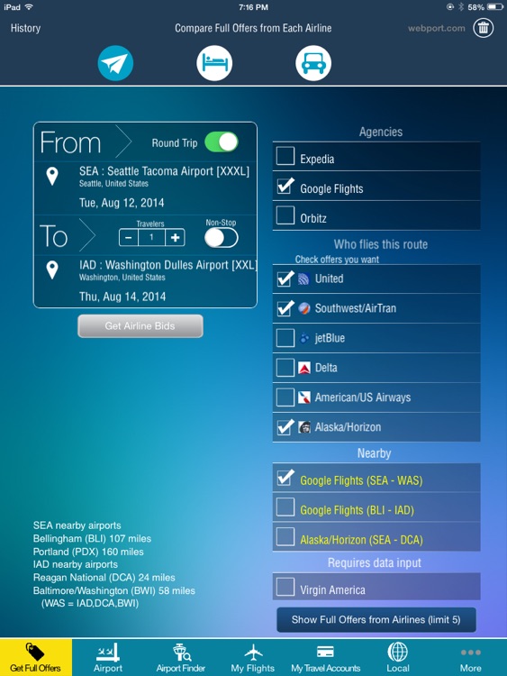Frugal Flyer - enter once & see full offers from each airline HD