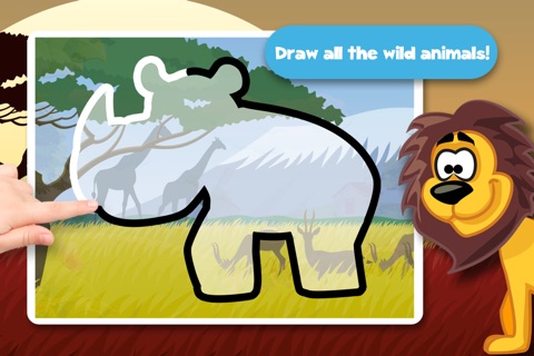 Free Kids Puzzle Teach me Tracing & Counting with Wild Animals Cartoon: Draw your own giraffe, zebra, hippo and lion and learn all about the safari screenshot 4