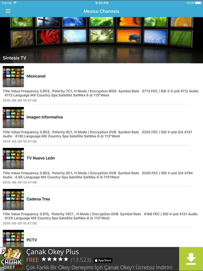 Mexico TV Channels Sat Info