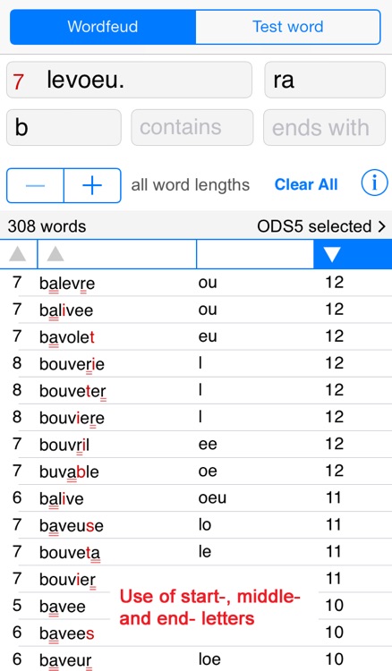 F Words Finder Wordfeud Français/French - find the best words for Wordfeud, crossword and cryptogram
