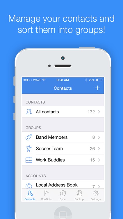 Contact Cleaner - Delete duplicates, merge contacts, sync with Facebook, and backup address book