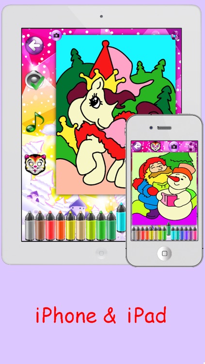 Christmas Coloring Pages for Girls & Boys with Santa & New Year Nick - Pony Painting Sheets & Fashion Papa Noel Games for my Little Kids, Babies & jr Brats screenshot-4