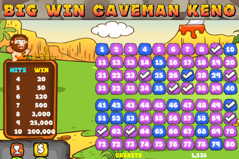 Caveman Keno Casino FREE - Double Bonus Fun with Game screenshot 2