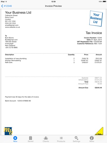 Easy Mobile Quotes + Invoicing App For iPad screenshot 3