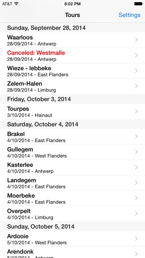 MTB tours calendar