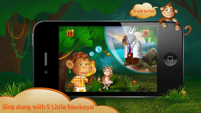 Kids Apps ∙ 5 Little Monkeys jumping on the bed. Interactive(圖3)-速報App