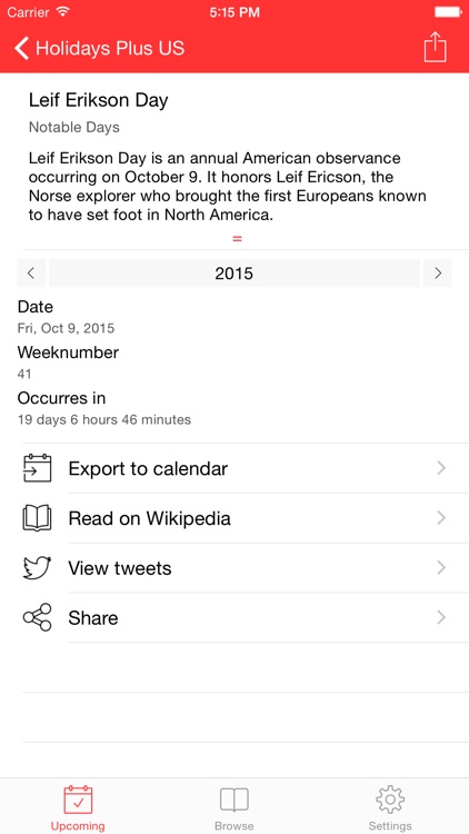 Holidays Plus US - Holiday tracker with calendar export