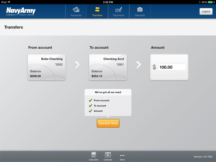 Navy Army CCU Mobile Banking for iPad screenshot-3