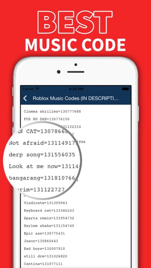 Music Code For Roblox On The App Store - music code for roblox on the app store
