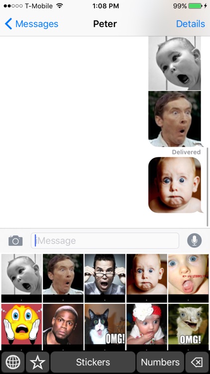 OMG and Shocked Faces Emoji: Keyboard Stickers and Chat Icons