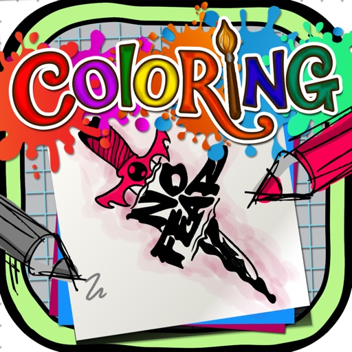 Coloring Book : Painting Pictures on Tattoo Fonts for Pro