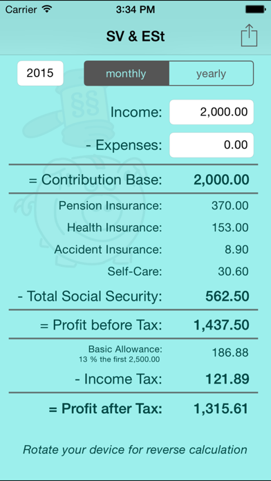 How to cancel & delete SV & ESt - social security (SVA) and income tax calculator for self-employed people in Austria from iphone & ipad 1