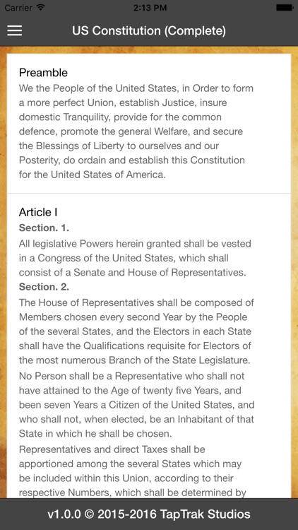 US Constitution - TapTrak Studios