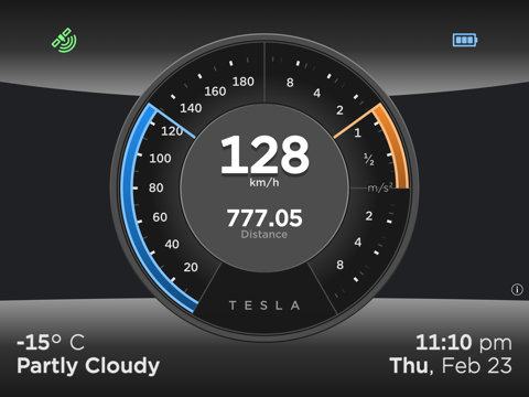 Скриншот из Tesla Dashboard - Speedometer, Acceleration & Brake, Odometer, Weather & Clock
