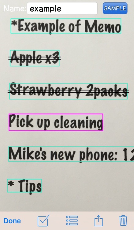 Handwriting note to Shopping list - Note2List