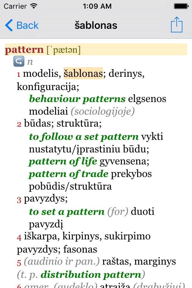 Anglonas - the English-Lithuanian dictionary screenshot 2