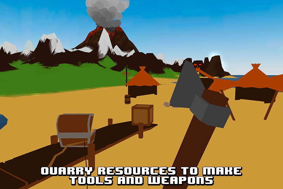 Pixel Volcano Island Survival Simulator 3D screenshot 2