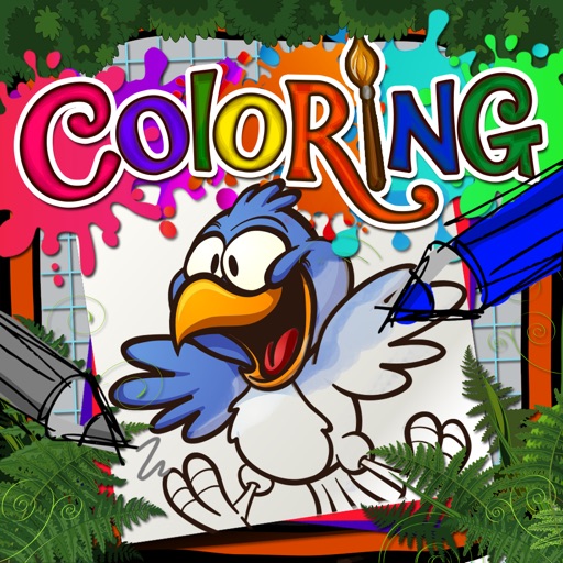 Coloring Book : Painting Pictures on Birds Cartoon for Pro