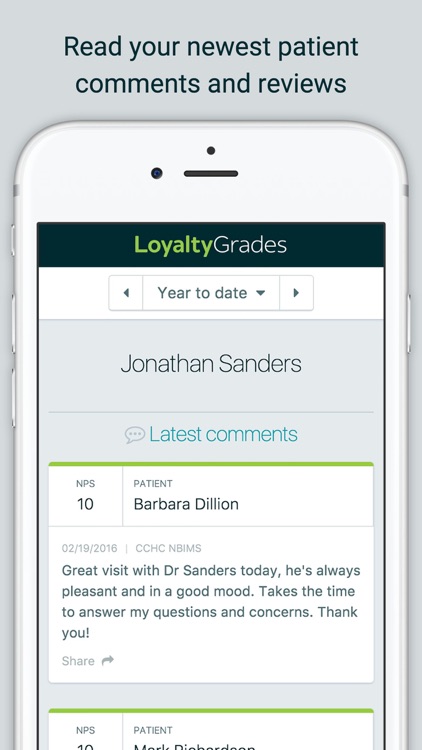 LoyaltyGrades MD - Get real-time patient comments, surveys and ratings