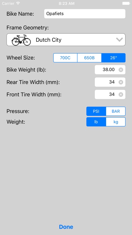 Bicycle Tire Pressure Calculator screenshot-3