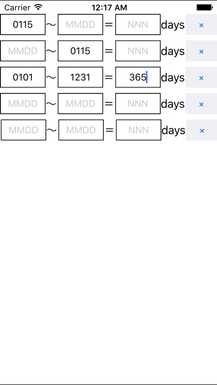 Calculate number of days