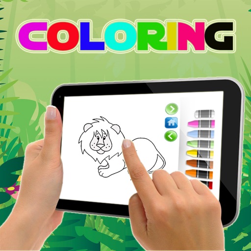 Paint Coloring Books for Kids Wild Animals Jungle Icon