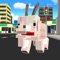 Start a mess in huge pixel city being a crazy cube goat