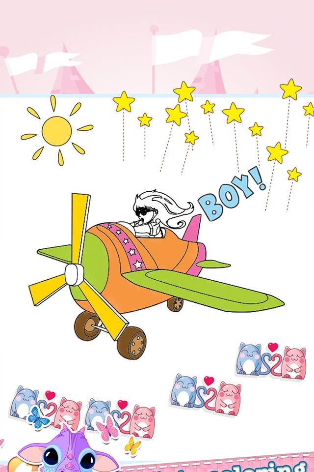 Plane Drawing Coloring Book - Cute Caricature Art Ideas pages for kids screenshot 4