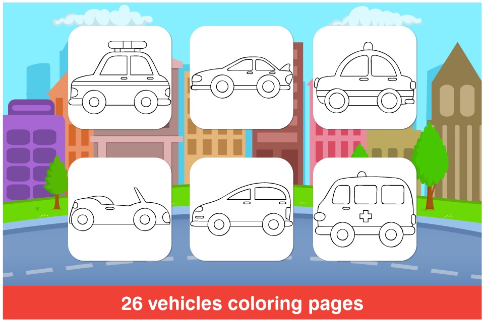 Cars Colorbook Free : Coloring book of super cars, ambulance, SUV, taxi and other vehicles for kids and preschoolers screenshot 4
