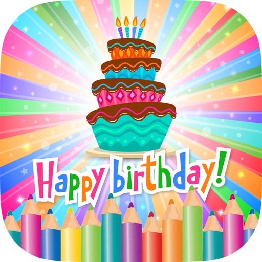 Happy Birthday Coloring Book Icon