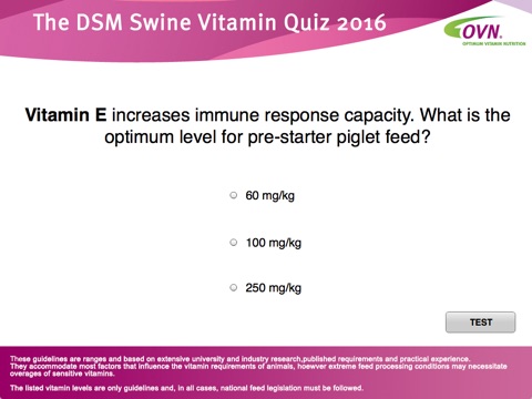 DSM Swine Vitamin Quiz screenshot 2