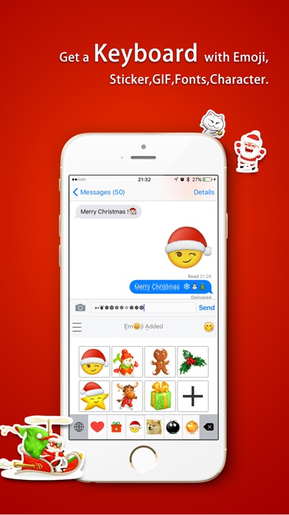 Emoji Added - Sticker with Christmas,Santa,Holiday