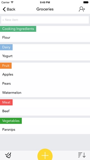 grocery shopping list