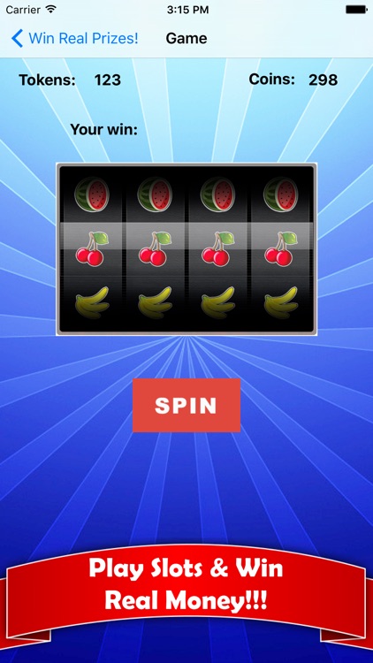 Win Real Prizes - Play Slot Machine Bet, Spin and Win real Cash