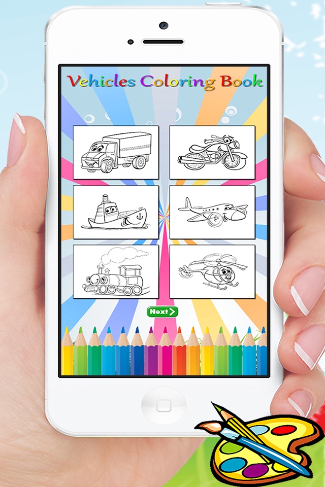 Vehicles & Car Coloring Book - Drawing for kids free games screenshot 3