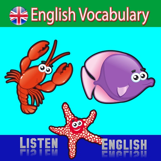 Learning english vocabulary reading and listening for kids for sea animals Icon