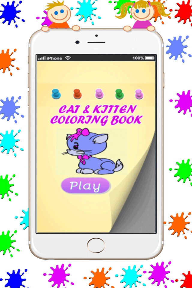 Kitty and Cat Coloring Book Game : Basic Start screenshot 2