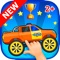 A fun and colorful car racing game for children from 2 years that will keep your child entertained