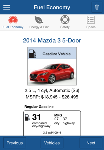 Find-a-Car: Official Fuel Economy Ratings screenshot 2