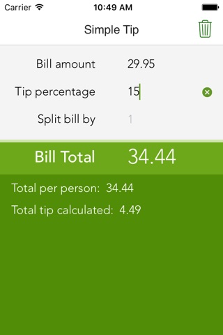 Simple Tip - Easy to use tip calculator & bill splitter screenshot 3