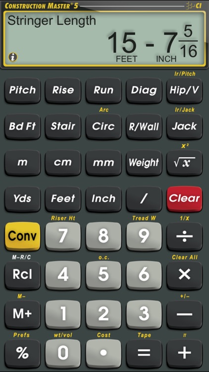 Construction Master 5 -- Feet Inch Fraction Construction Math Calculator for Builders, Contractors, Carpenters, Engineers, Architects and other Building Professionals